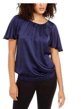 Women's purple Satin Short-Sleeve Blouse